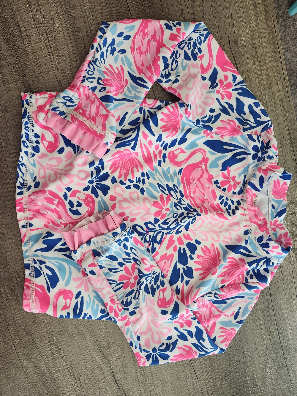Cynthia Rowley Pink & Blue Floral Long-Sleeve Rash Guard Size 5